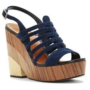 Vince Camuto Onia Retro Wedge Strappy Leather Platform Sandal - Size 10